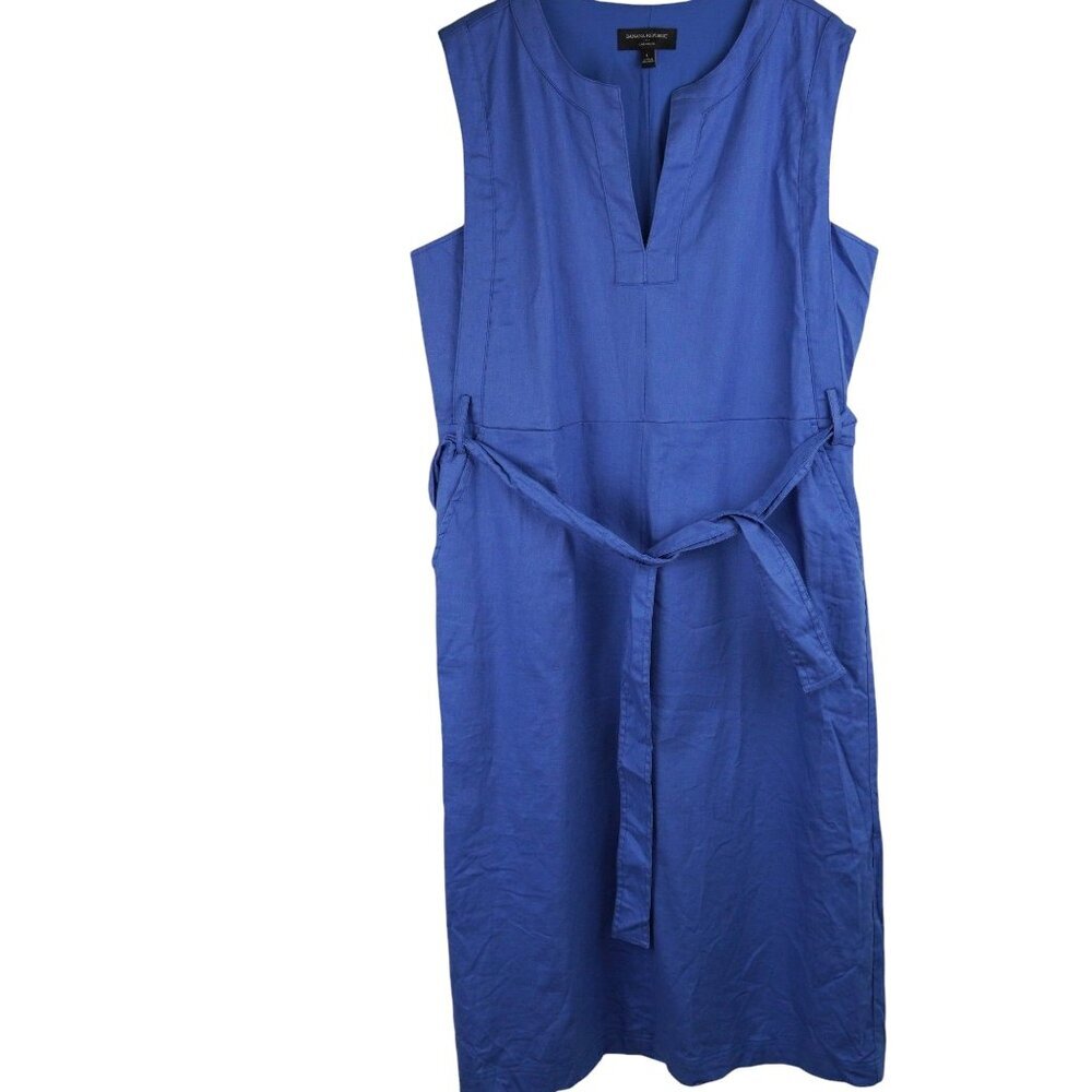 Banana Republic Dress Womens‎ Large Linen Sleeveless Midi Minimalist Career